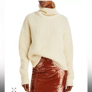 A.L.C. Cream Turtleneck split back sweater size M
